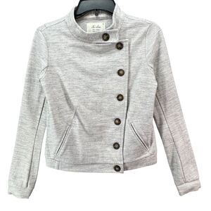 Hi Line Jacket Womens XS Gray Wool Blend Asymmetrical Button Utility Moto Cozy